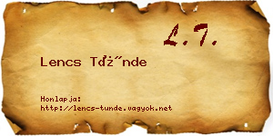 Lencs Tünde névjegykártya